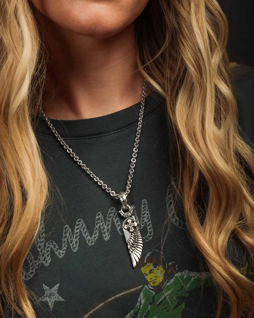 Cherubim Pendant | Angel Wing Necklace Silver Pendant | NightRider