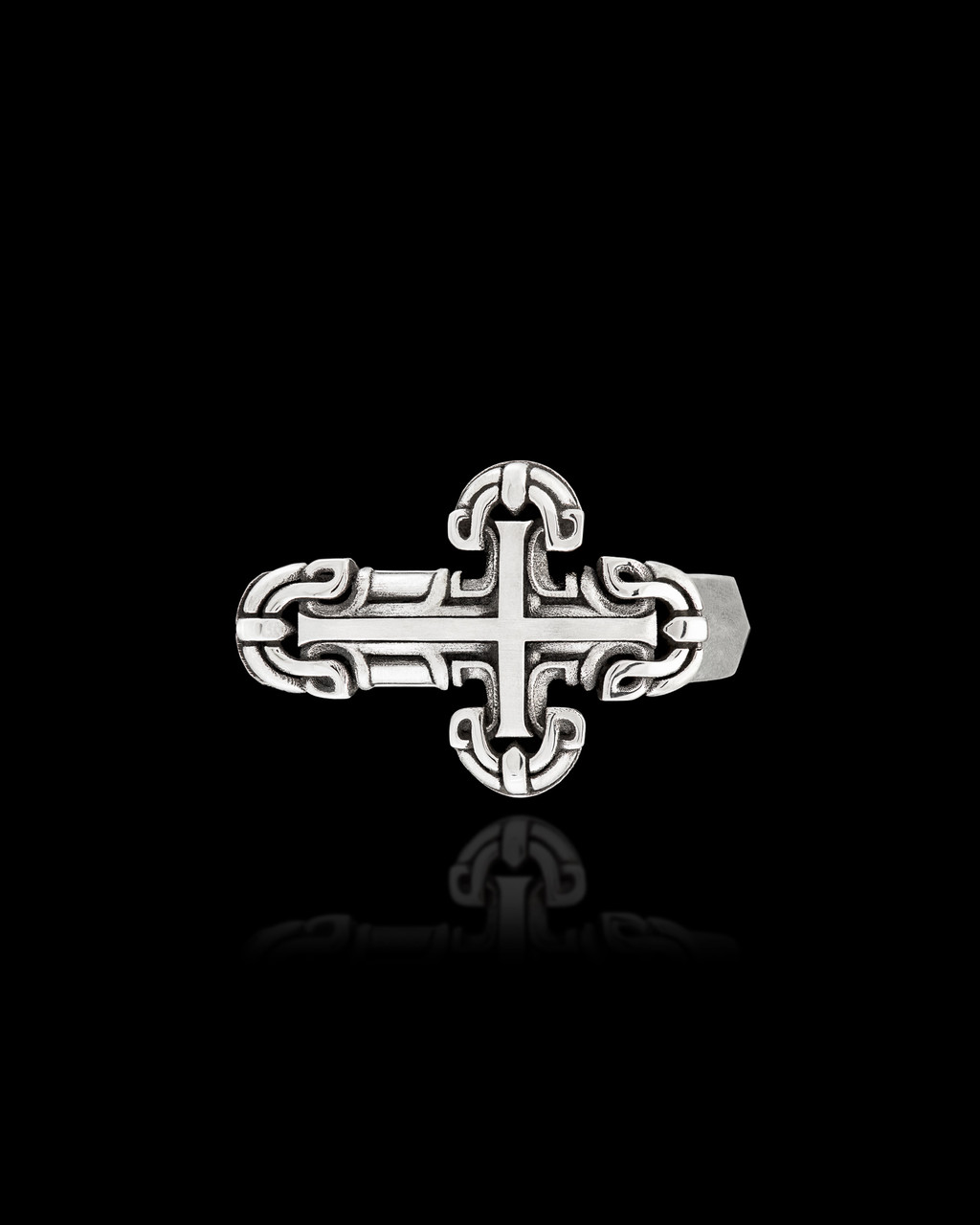 Ari Cross Silver Ring by NightRider Jewelry - Front View Ari Cross Silver Ring by NightRider Jewelry - Front View