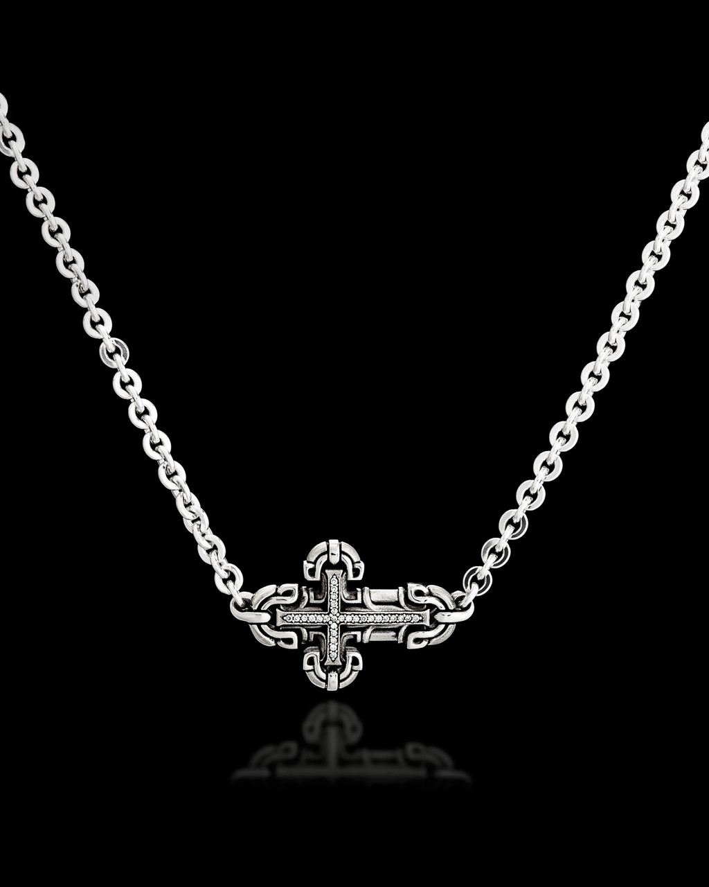 ★HARANG★ HR 290N_Silver Chain Necklace Ari Chain | Sterling Silver Necklace with Sideways Cross
