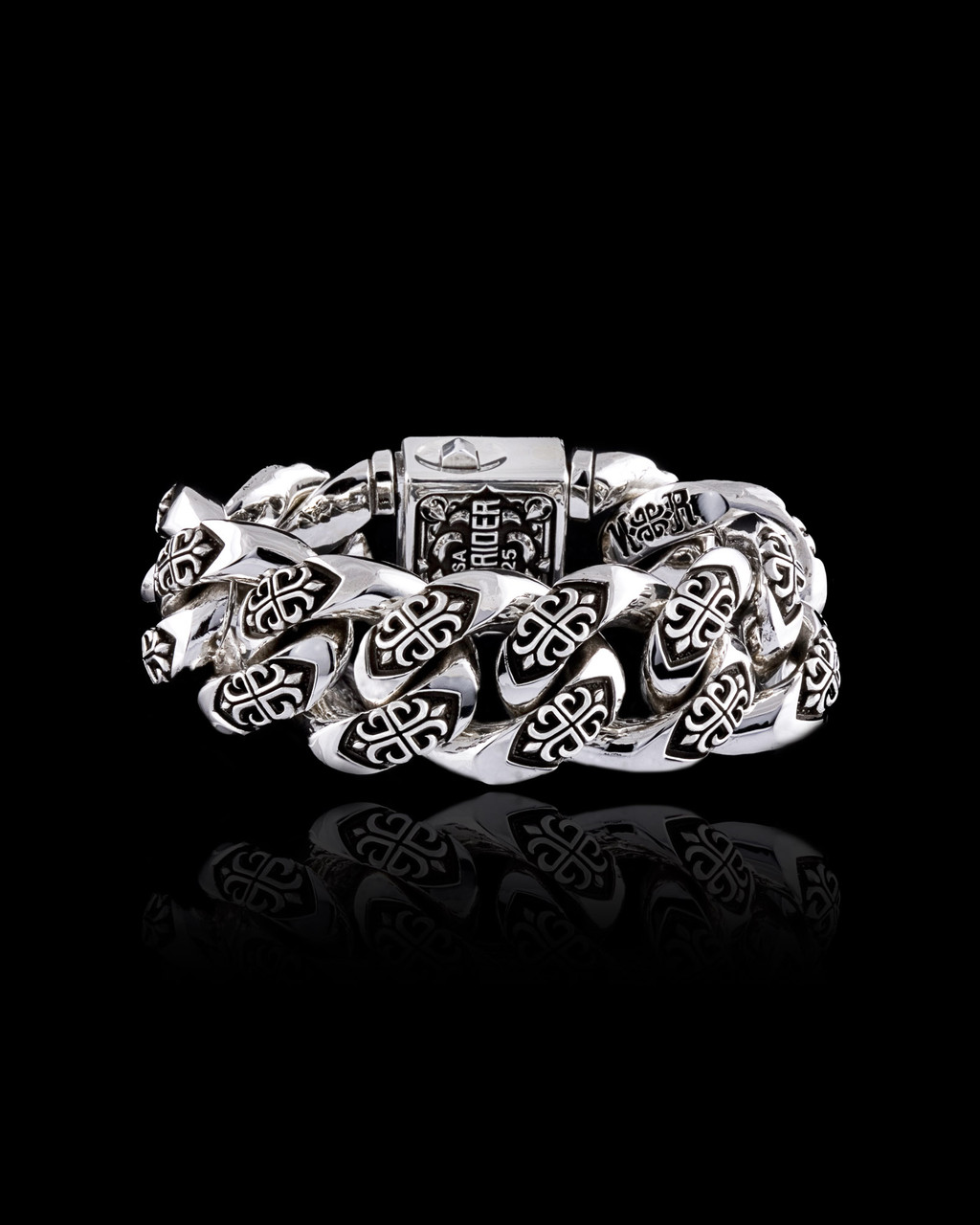 Hannibal Big Link Silver Bracelet by NightRider Jewelry - Front View Hannibal Big Link Silver Bracelet by NightRider Jewelry - Front View