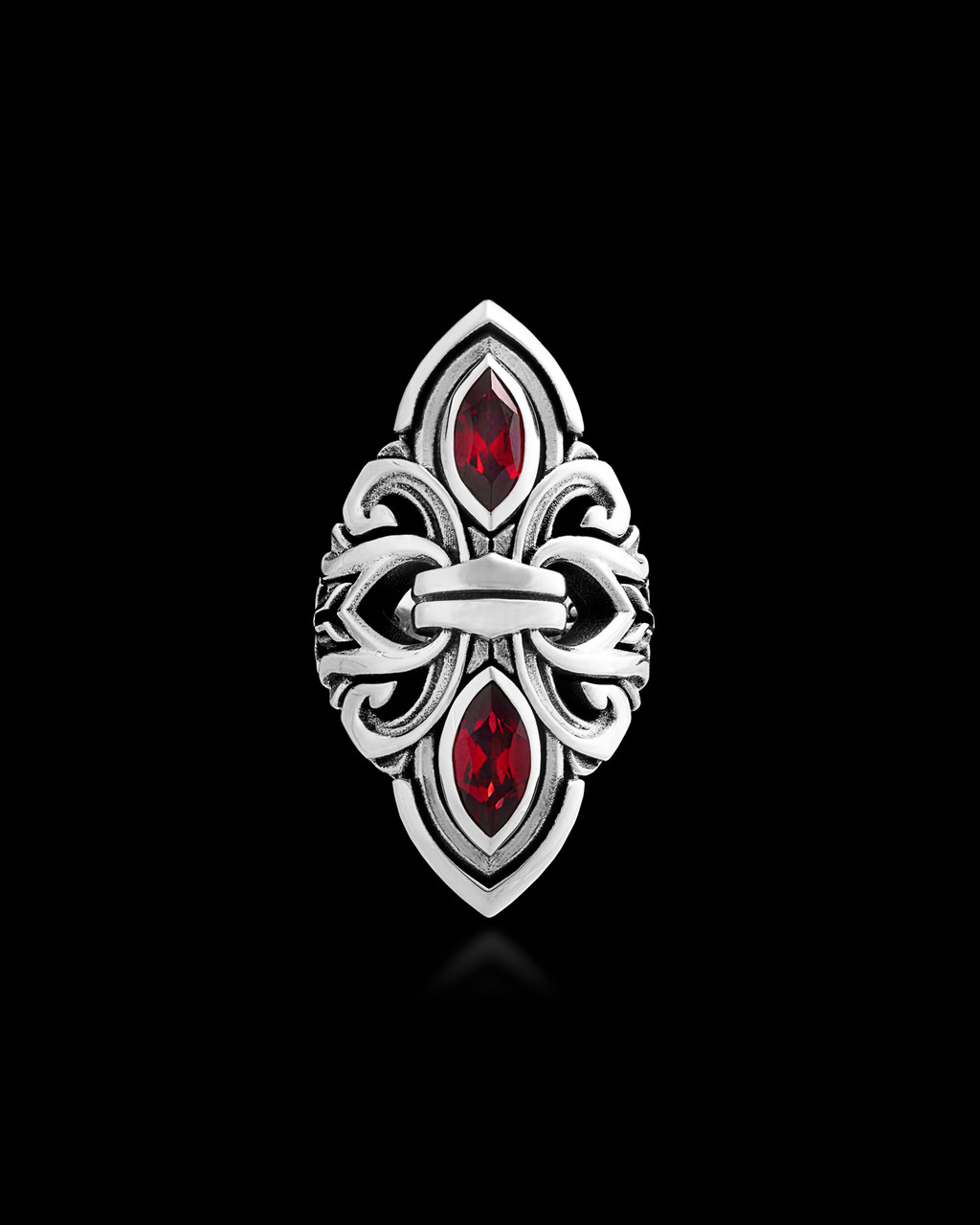 Alexandria Women's Silver Ring With Red Garnets by NightRider Jewelry Alexandria Women's Silver Ring With Red Garnets by NightRider Jewelry
