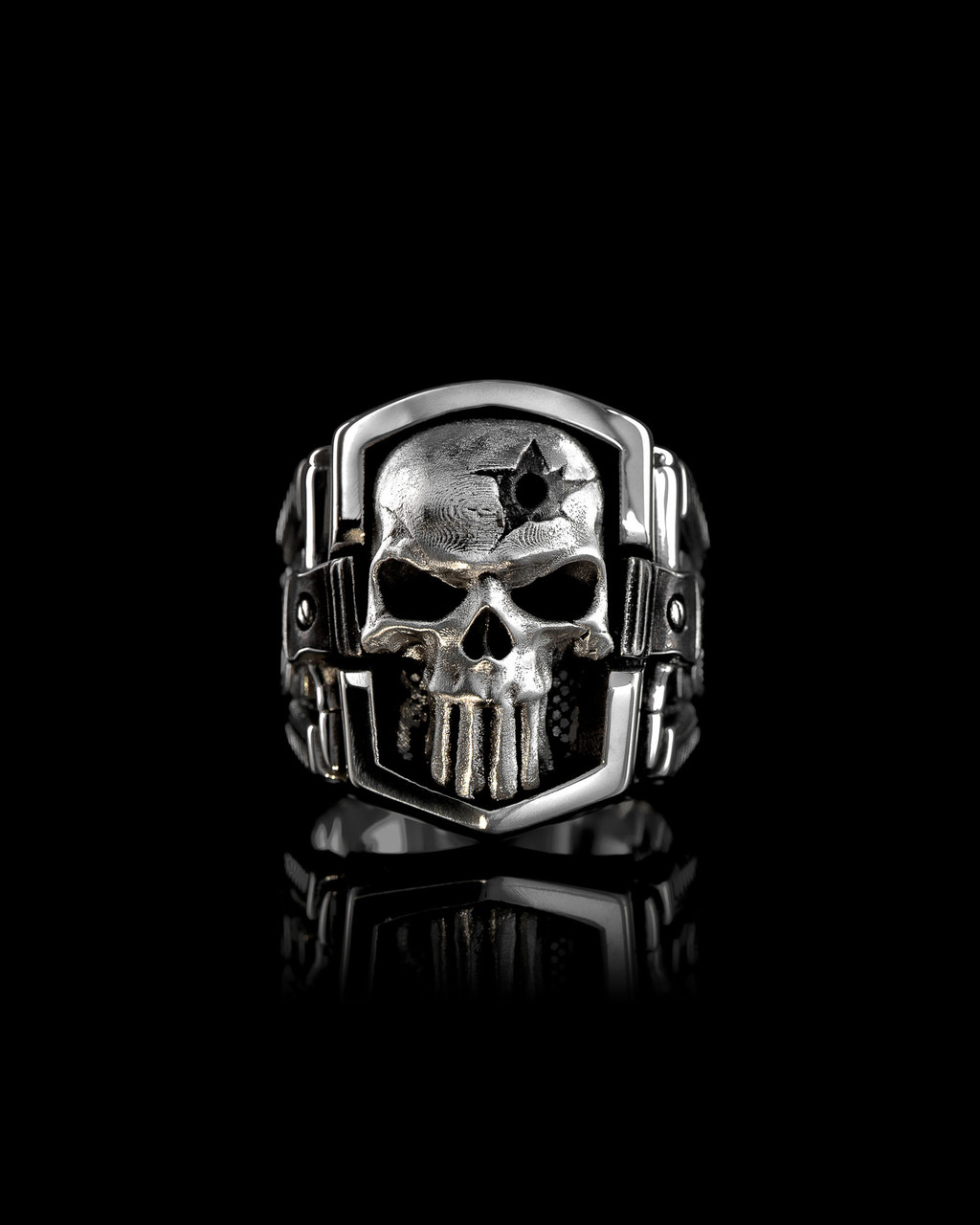 Sheepdog Biker Skull Ring by NightRider Jewelry Sheepdog Biker Skull Ring by NightRider Jewelry