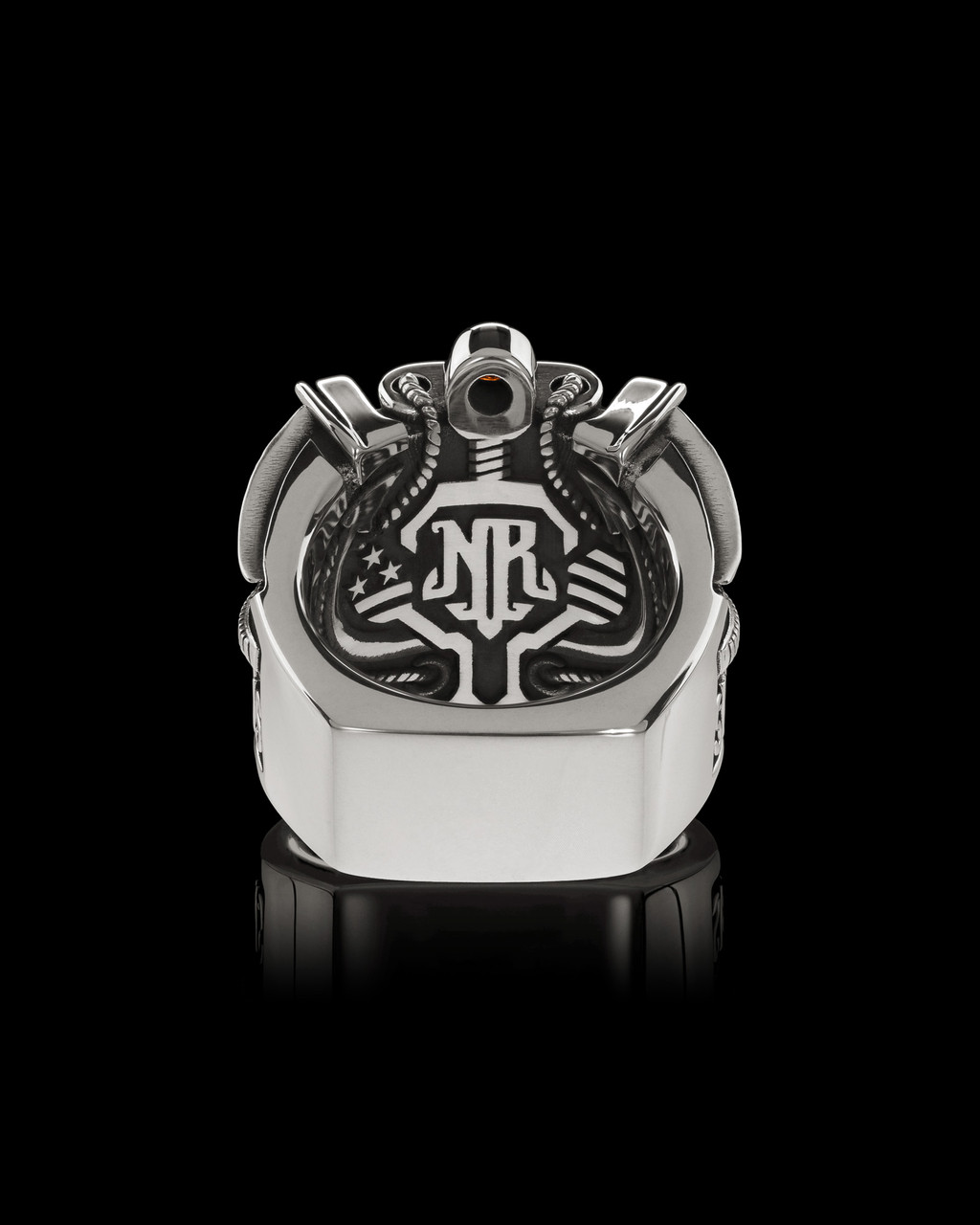 USMC Marine Corps EGA Ring with American Eagle, Globe, and Anchor by NightRider Jewelry - Back USMC Marine Corps EGA Ring with American Eagle, Globe, and Anchor by NightRider Jewelry - Back