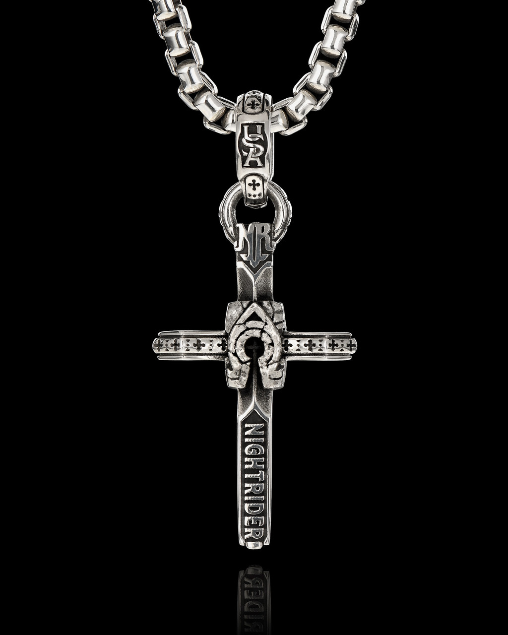 Conviction Pendant Luxe Edition Silver and Rose Gold Two Tone Cross Pendant by NightRider Jewelry - Back