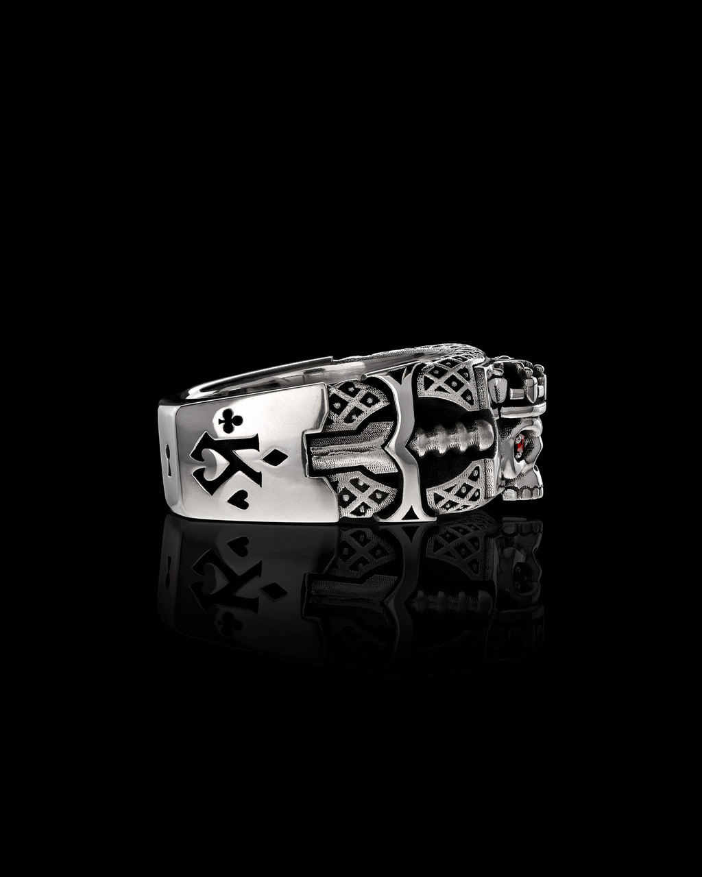 The Kings Ring engraved with King of Spades by NightRider Jewelry - Side View The Kings Ring engraved with King of Spades by NightRider Jewelry - Side View