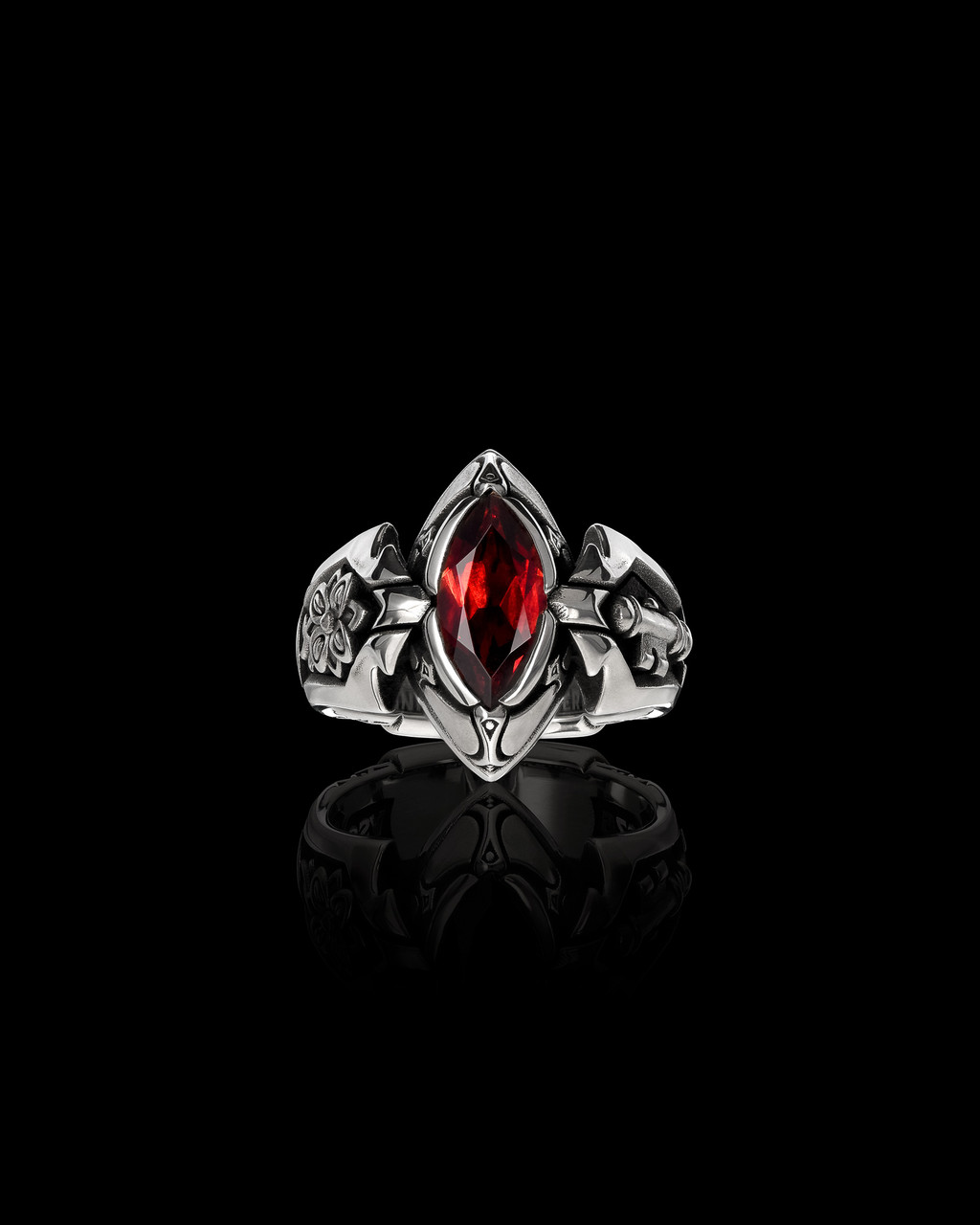The Queens Ring, Sterling Silver with Crown by NightRider Jewelry - Front View The Queens Ring, Sterling Silver with Crown by NightRider Jewelry - Front View