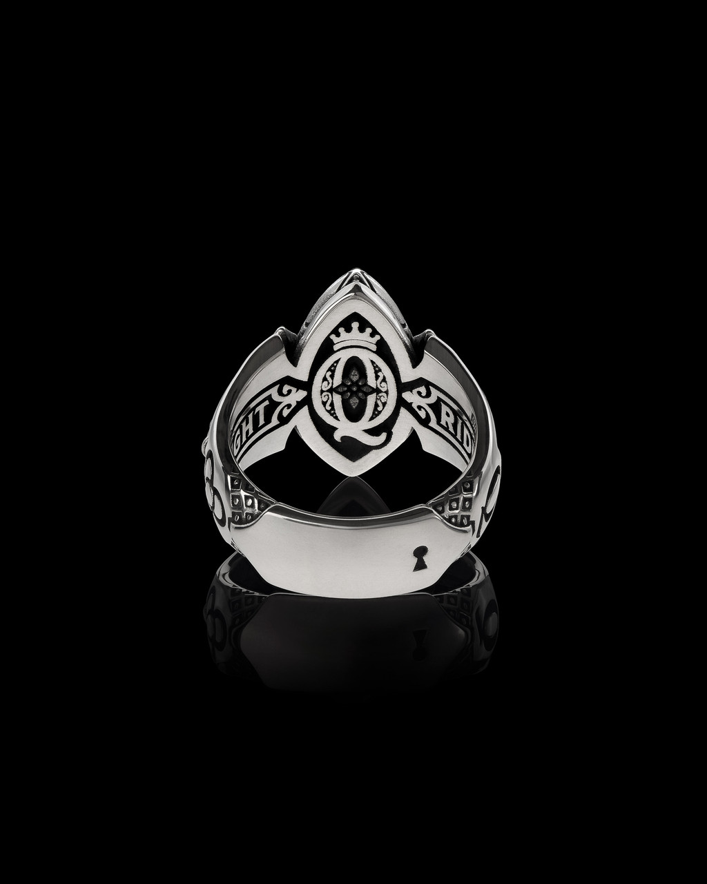 The Queens Ring, Sterling Silver Ring with keyhole by NightRider Jewelry - Side View The Queens Ring, Sterling Silver Ring with keyhole by NightRider Jewelry - Side View