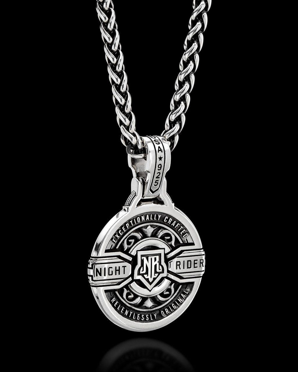 Guardian Lion Timeless Medallion Necklace Pendant by NightRider Jewelry - Back View Guardian Lion Timeless Medallion Necklace Pendant by NightRider Jewelry - Back View