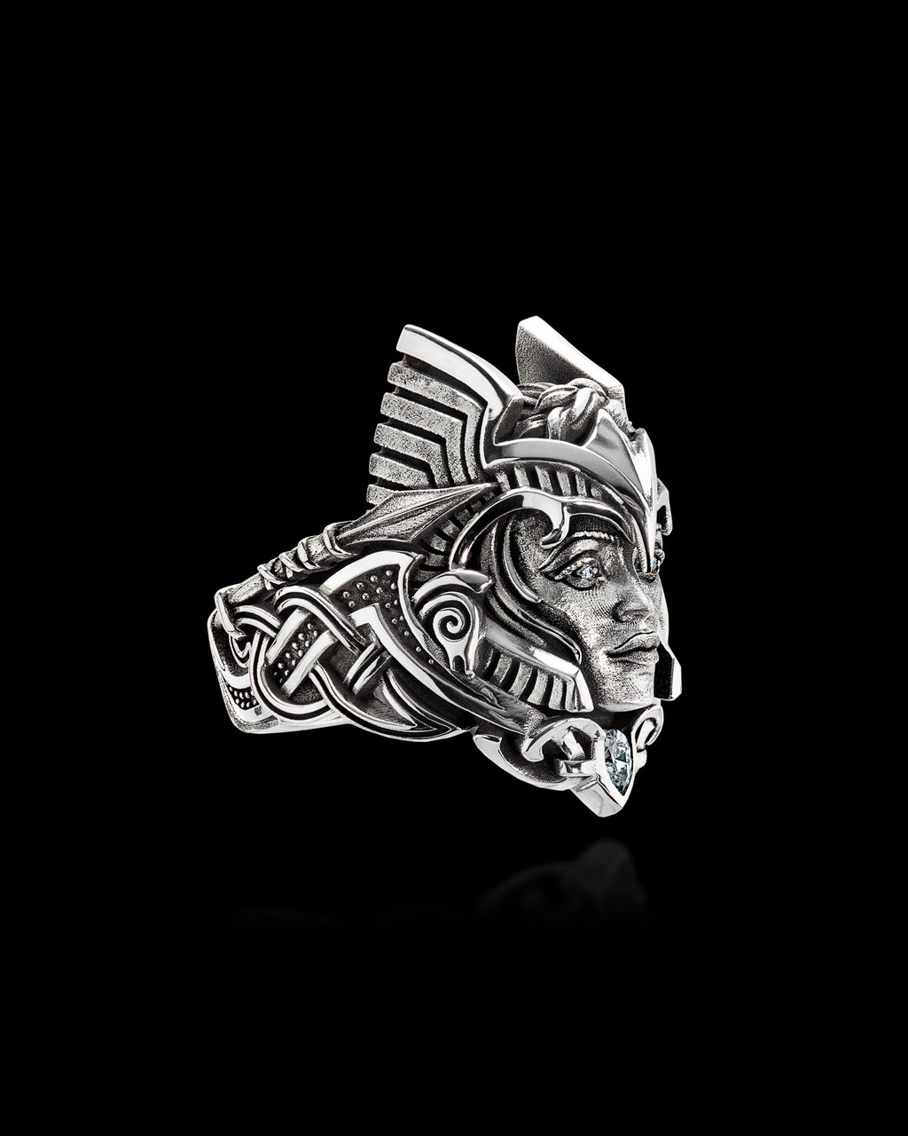 Valkyria Ring - Silver Norse Valkyrie Ring by NightRider Jewelry - Right Side View Valkyria Ring - Silver Norse Valkyrie Ring by NightRider Jewelry - Right Side View