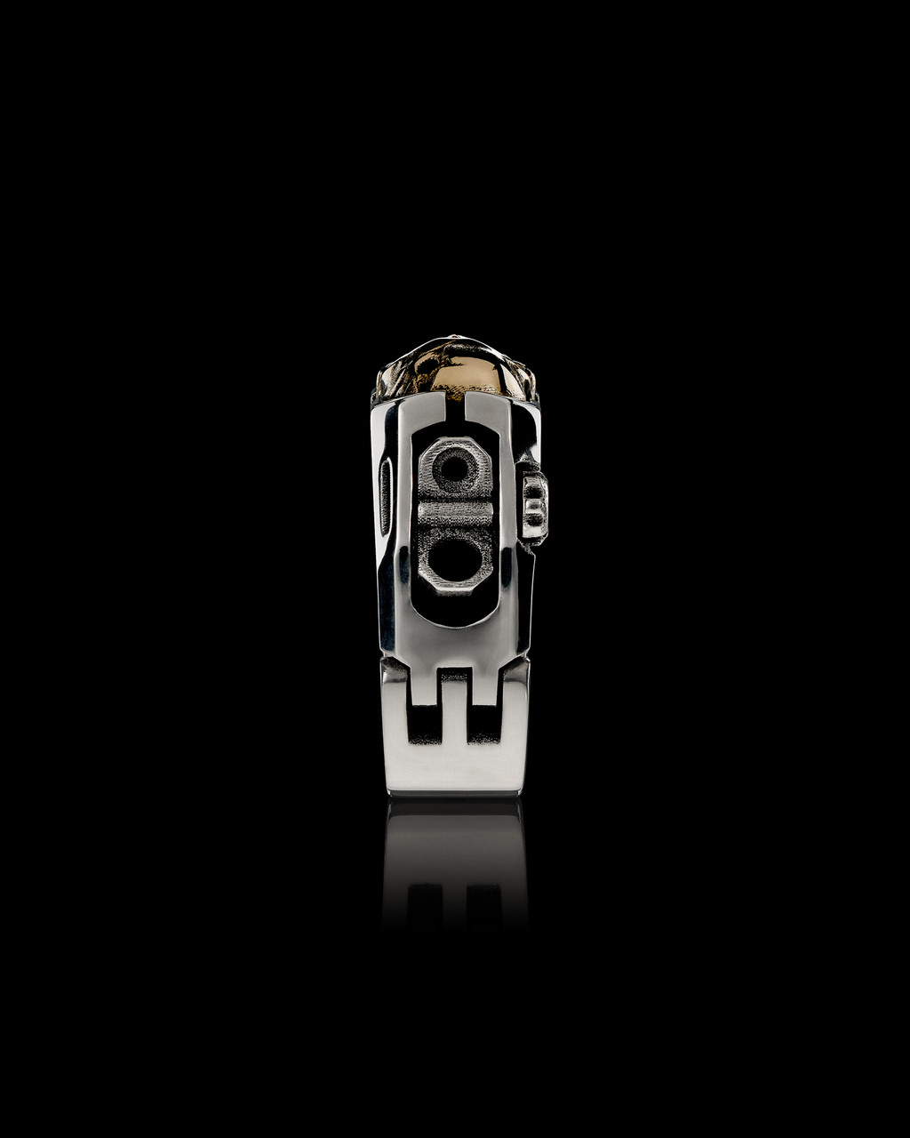 Sheepdog Stealth Service Ring, in Sterling Silver and 14K Gold by Nightrider Jewelry - Side View Sheepdog Stealth Service Ring, in Sterling Silver and 14K Gold by Nightrider Jewelry - Side View