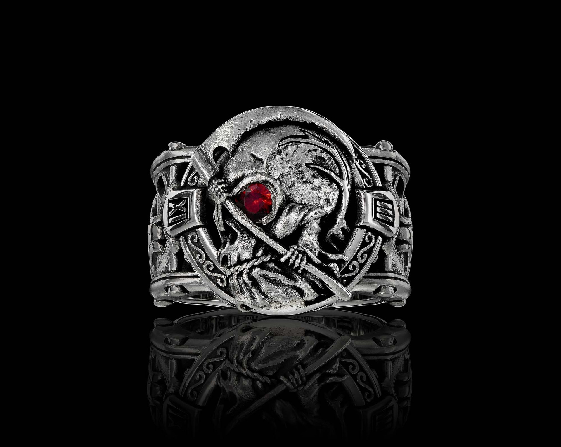 Till Death Do Us Part Ring | Silver Skull and Roses Ring | NightRider ...