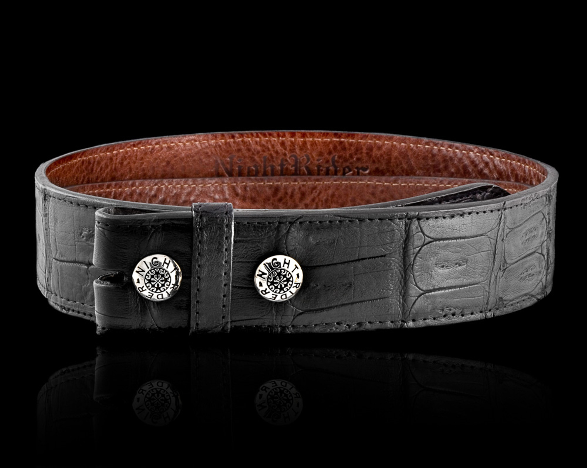 Genuine Caiman Crocodile Belt in Brown by L.E.N. 41