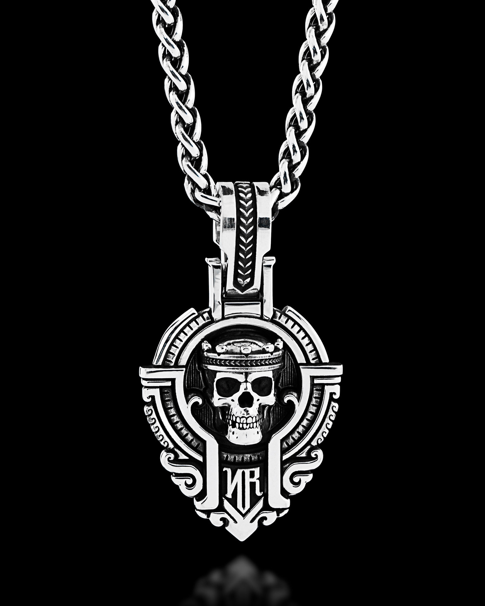 Guardian Skull Pendant | Silver Skull Necklace Pendant 