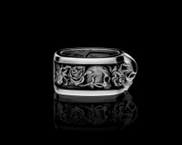 Roses Band | Silver skulls Ring | NightRider Jewelry