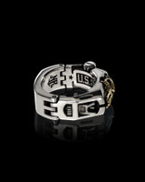 Sheepdog Stealth Military Ring, in Sterling Silver and 14K Gold by NightRider Jewelry