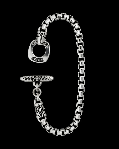 Floral Toggle Bracelet in Solid Sterling Silver by NightRider Jewelry - Front Flower View