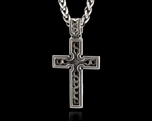 eternity cross pendant in solid sterling silver by nightrider