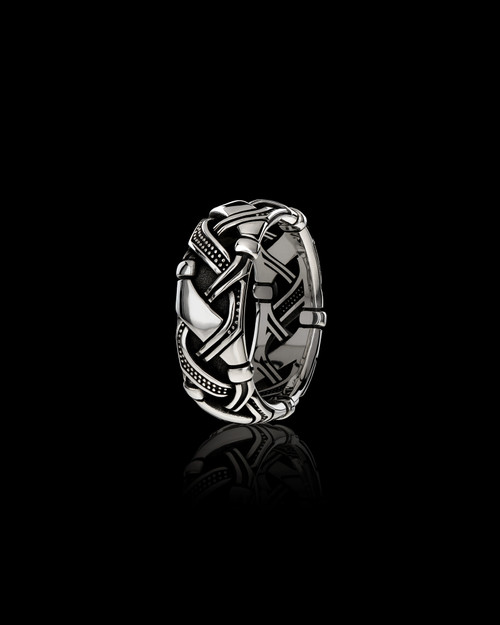 The Valhalla Viking Band, Sterling Silver, 8.5mm by NightRider Jewelry