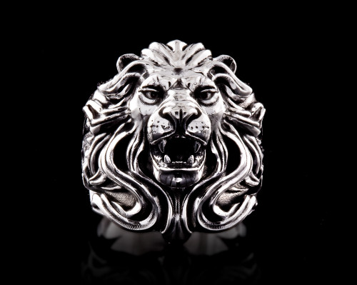 Royal Blood Lion Ring by NightRider Jewelry - Front View