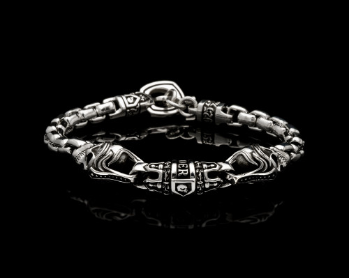 Royal Mortem Silver Skull Bracelet by NightRider Jewelry