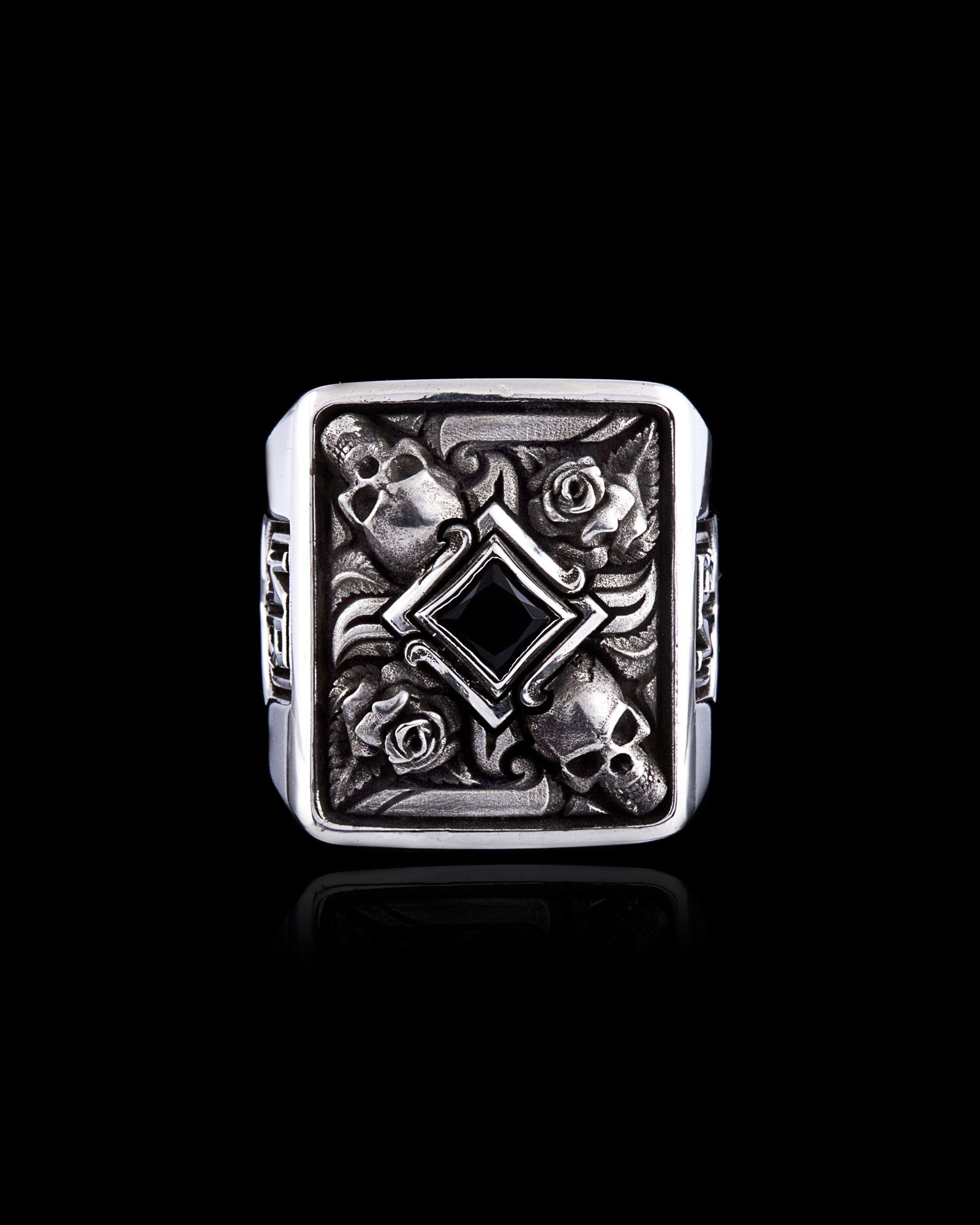 Till Death Do Us Part Ring | Silver Skull and Roses Ring 