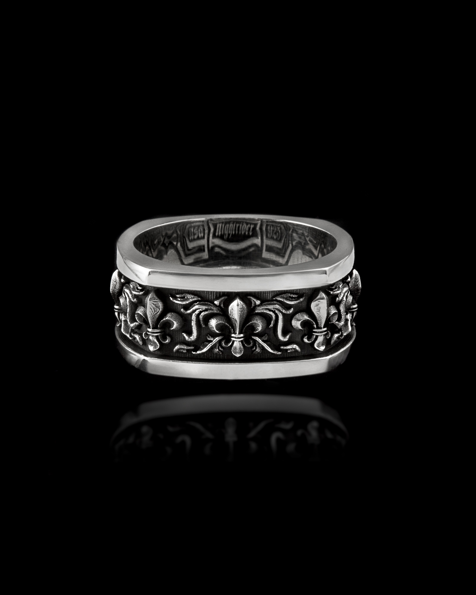 Fleur De Lis Band Silver Fleur De Lis Ring NightRider Jewelry
