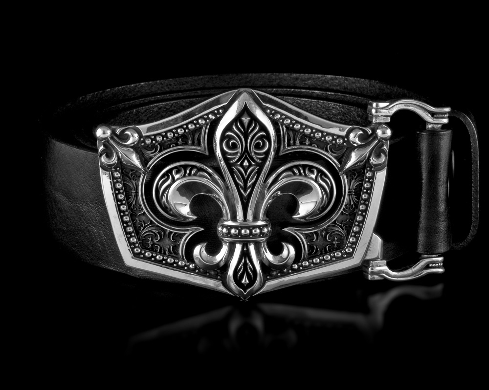 Sterling Silver Massive Fleur de Lis Belt Hook Belt Clip Keychain