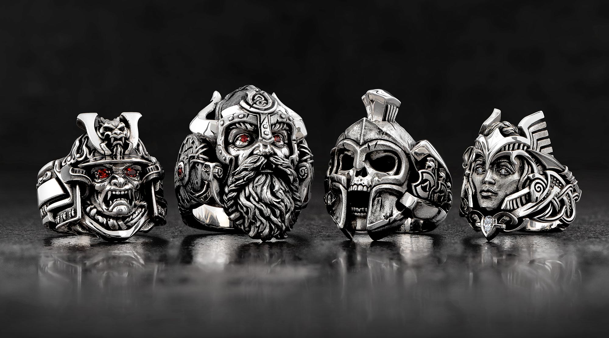 Ring NORDIC GOD OF WAR VIKING WARRIOR SKULL