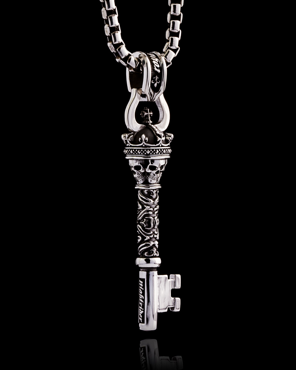 King's Key Pendant | Men's Silver Necklace Key Pendant