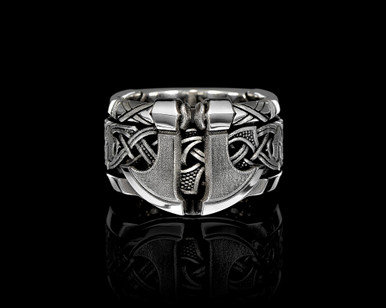 Einherjar Band Ring | Battle Axe Viking Warrior Ring | NightRider Jewelry