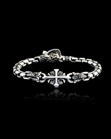 Death's Bloom Bracelet | Silver Cross Bracelet | NightRider Jewelry