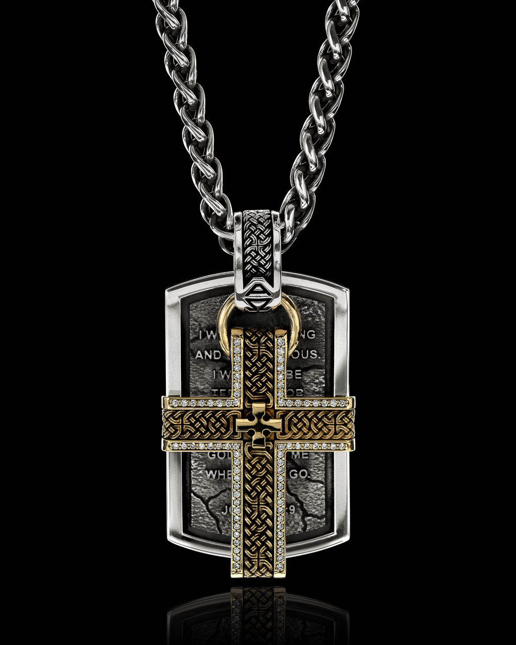 Joshua 1:9 Pendant | Bible Verse and Cross Silver Pendant 
