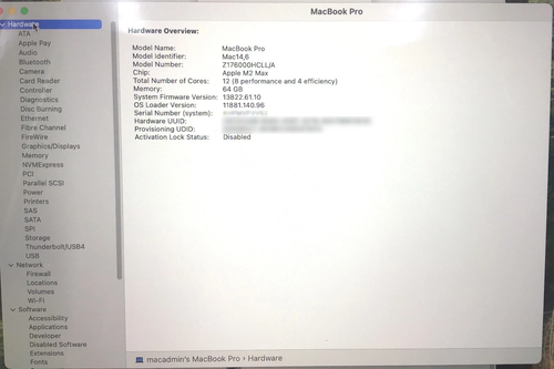 2023 MacBook Pro 16" Apple M2 MAX A2780 64GB RAM 2TB SSD 38 Core GPU 12 CPU XDR Display