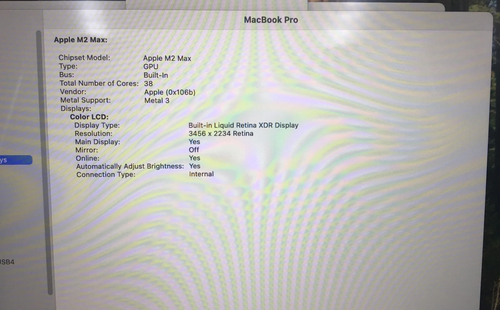 2023 MacBook Pro 16" Apple M2 MAX A2780 64GB RAM 2TB SSD 38 Core GPU 12 CPU XDR Display