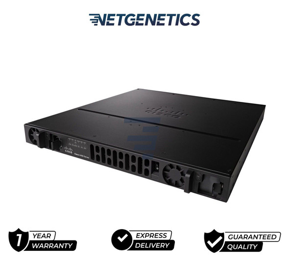 Network Ports : 4x 1 Gigabit Ethernet RJ-45
Uplink Ports : 4x 1 Gigabit Ethernet SFP
Management Ports : 1x RJ-45 Serial Console, 1x RJ-45 Management, 1x Mini-USB Type B Console, 1x AUX, 2x USB 2.0
Module Slots and Options : 3x NIM (EHWIC) slots, 1x Onboard ISC slot - modules not included.
DRAM : 4 GB (installed) / 16 GB (max)
Flash : 8 GB (installed) / 32 GB (max)
Power Supplies : 1x Internal AC Power Supply
Fan : 1 x ACS-4430-FANASSY Included
SFP Transceiver Modules : Not Included
Rack Mounts : Included (1-RU)
Model Number : ISR4431/K9
Part Number : ISR4431/K9, ISR4431/K9=, ISR4431/K9-RF
Condition : Seller refurbished