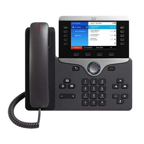 New Cisco CP-8851-K9 VoIP IP PoE Color LCD Display Phone 8851 Cisco CP-8851-K9 VoIP IP PoE Color LCD Display Phone The Cisco IP Phone 8851 is a business-class collaboration endpoint that combines high-fidelity, reliable, secure, and scalable voice over IP communications with Cisco Intelligent Proximity for telephony integration for personal mobile devices to support small to large enterprise businesses. With the Cisco IP Phone 8851, you can increase personal productivity through an engaging user experience that is both powerful and easy-to-use. The IP Phone 8851 combines an attractive new ergonomic design with wideband audio for crystal clear voice communications, “always-on” reliability, encrypted voice communications to enhance security, and access to a comprehensive suite of unified communication features from Cisco on-premises and hosted infrastructure platforms. It is also supported on third party hosted call control services.