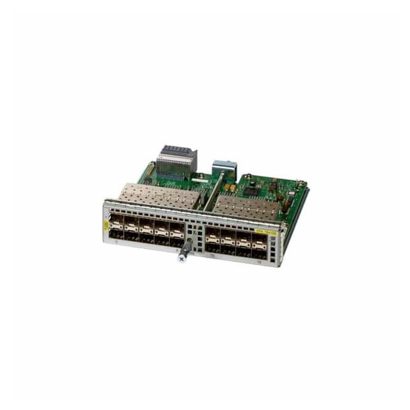 The Small Form-Factor Pluggable (SFP) and 10-Gbps SFP (XFP) modules allow you to configure the line card for different media types (copper or fiber) and different optical requirements (single- or multimode fiber), as available. The line cards have one power LED, one line-card status LED, and 22 port or link-status LEDs.