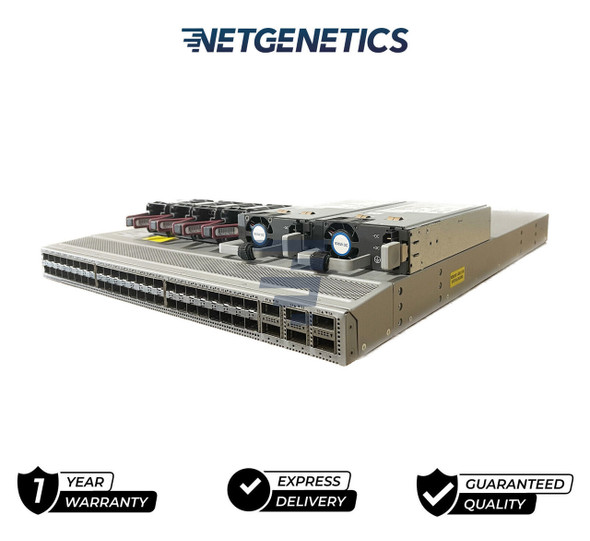 Provide efficient application deployment in data centers and growing companies with the New Cisco N9K-C93180YC-EX Switch, which includes 48 ports. The 1RU device delivers 3.6 TBps of bandwidth and more than 2.6 billion packets per second. This Cisco 48-port switch supports up to six 40- and 100-Gbps ports and a latency of less than 1 millisecond. Each of the 48 ports in the switch offers individual configurations as 1, 10 or 25 Gbps ports.
