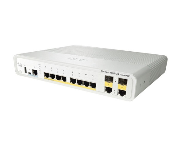 The Cisco Catalyst C3560CX-8PC-S Network Switch is ideal for high-speed data connectivity, Wi-Fi backhaul, and PoE+ connectivity in places where space is at a premium. Featuring a compact design and quiet, fanless operation, this managed switch can come out of the data closet and be placed closer to users, meaning shorter cable runs and greater flexibility for your network deployment