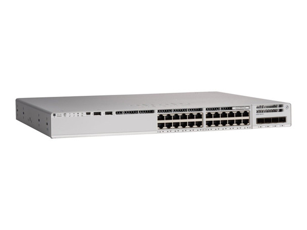C9200L-24P-4G-E is the Catalyst 9200L 24 ports full PoE+ 4x1G uplink Switch, with Network Essentials software. Cisco® Catalyst® 9200 Series switches extend the power of intent-based networking and Catalyst 9000 hardware and software innovation to a broader set of deployments. With its family pedigree, Catalyst 9200 Series switches offer simplicity without compromise – it is secure, always on, and IT simplified.