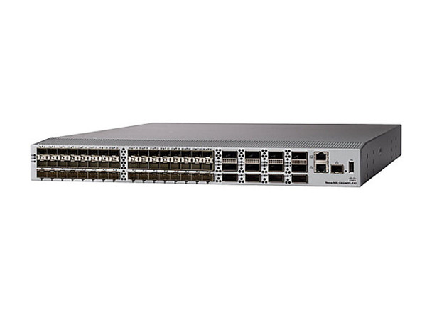 The Cisco N9K-C9348GC-FXP Switch is a 1RU switch with latency of less than 1 microsecond that supports 3.6 Tbps of bandwidth and 1.2 bpps. The 48 downlink ports on the 93180YC-FX are capable of supporting 1-, 10-, or 25-Gbps Ethernet or as 16-, 32-Gbps Fibre Channel ports, creating a point of convergence for primary storage, compute servers, and back-end storage resources at the top of rack.