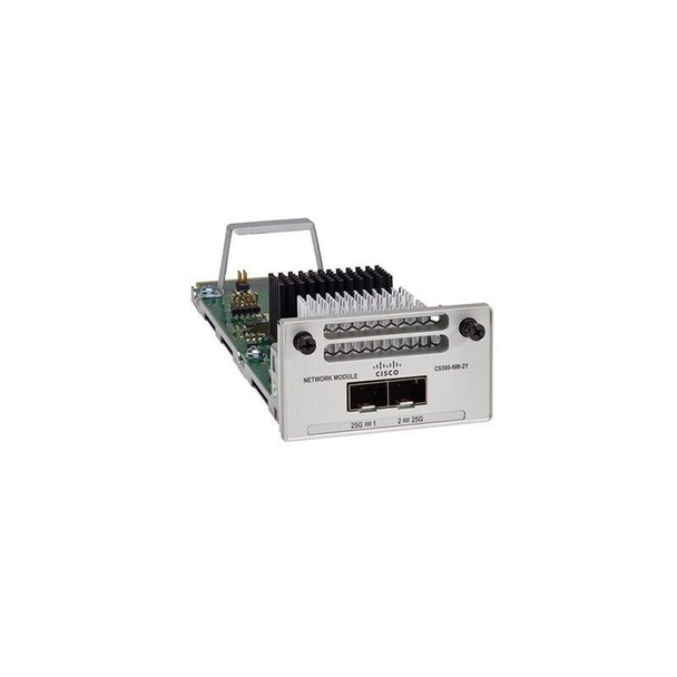 CISCO EXCESS C9300-NM-2Y C9300 2 X 25G (SFP28) MODULE
the Cisco Expansion Module has two 25-GbE SFP28 module slots. This plug-in module enables the Cisco Catalyst 9300 Series switches to support interface speeds of up to 25 Gb. The ports also support SFP and SFP+ modules for 1 GbE and 10 GbE interfaces.