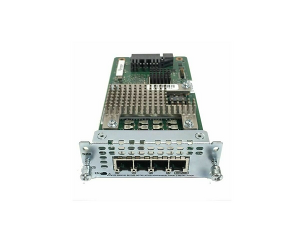 NIM-4FXSP is a Cisco 4-Port Network Interface Module – FXS, FXS-E and DID. The Cisco 4000 Series Integrated Services Routers (ISRs) host the Cisco network interface modules (NIMs), which have evolved from the enhanced high-speed WAN interface card (EHWIC), increasing port density and module capability. Up to three integrated NIM slots on the 4000 Series allow for flexible configurations. The NIMs support online insertion and removal (OIR), reducing the downtime required for new or replacement modules.