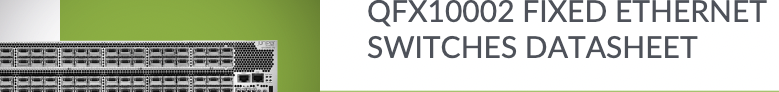 Product Description Juniper Networks® QFX10002 fixed configuration switches offer 100GbE, 40GbE, and 10GbE options in a 2 U form factor. All switches support quad small form-factor pluggable plus transceiver (QSFP+) and QSFP28 ports for 40GbE and 100GbE speeds, respectively. With support for 10GbE, 40GbE, and 100GbE in a single platform, the QFX10002 switches provide the foundation for today’s data center, delivering long-term investment protection for current and emerging requirements. Built on custom, Juniper-designed Q5 ASICs, the high-performance, highly versatile QFX10002 switches scale up to 6 Tbps of throughput. These switches offer the industry’s highest 100GbE port density with deep buffers—up to 60 ports in a 2 U fixed form factor. The QFX10002 enables a simple, consolidated network design and allows customers to seamlessly evolve data center networks from e