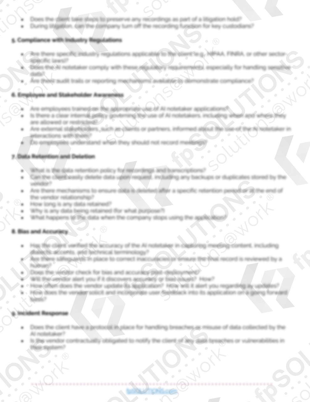 AI Notetaker Checklist Sample 3