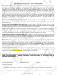 California Wage and Hour Voluntary Meal Period Waiver - Spanish Sample 3