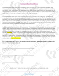 California Wage and Hour Voluntary Meal Period Waiver - English and Spanish
