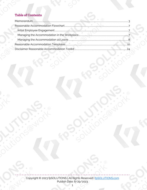 Reasonable Accommodation Toolkit (California) Sample 1