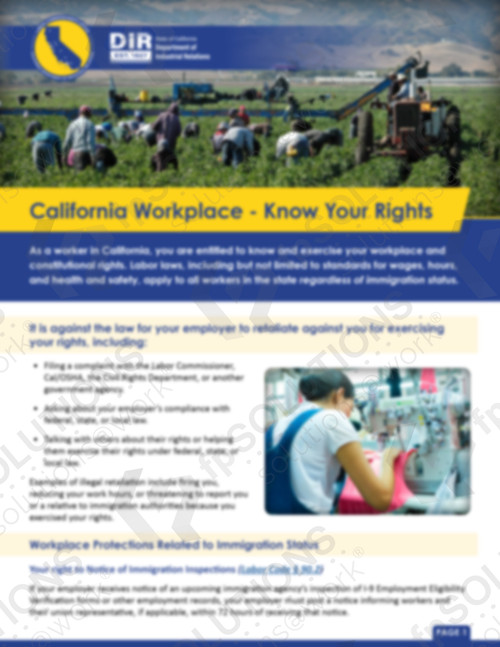 California Workplace - Know Your Rights - English Sample 1