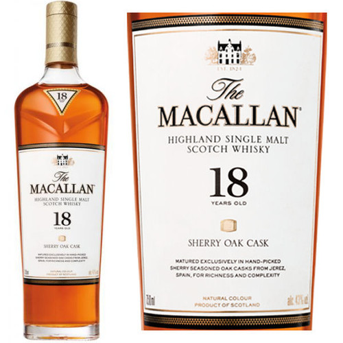 The Macallan 18 Year Old Sherry Cask Highland Single Malt Scotch 750ml